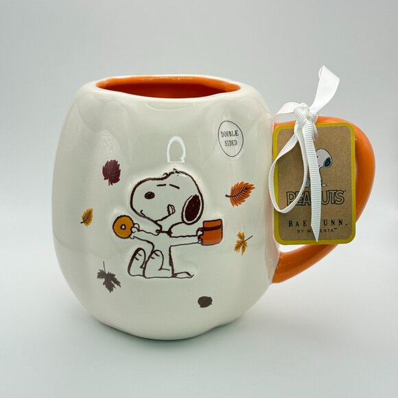 Rae Dunn Peanuts Snoopy Pumpkin Spice Pumpkin Mug | Snoopy pumpkin shaped mug - Picture 1 of 6